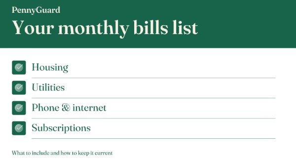 Monthly bills list: how to make one, and PennyGuard
